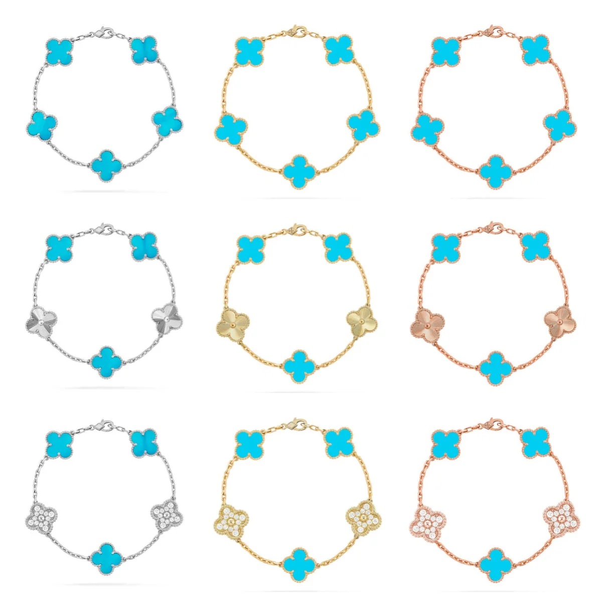 [⭐Lioran] CLOVER 5 MOTIF TURQUOISE BRACELET COLLECTION