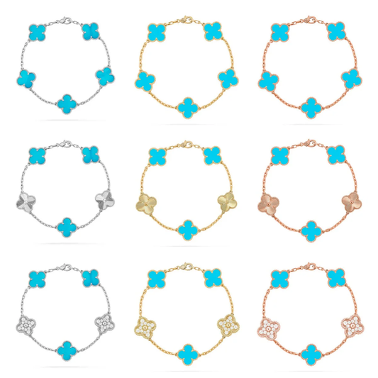[⭐Lioran] CLOVER 5 MOTIF TURQUOISE BRACELET COLLECTION