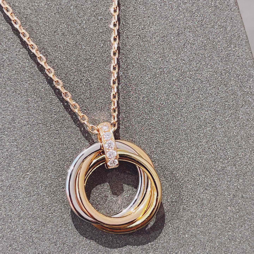 [⭐Lioran]TRINITY NECKLACE GOLD  DIAMONDS
