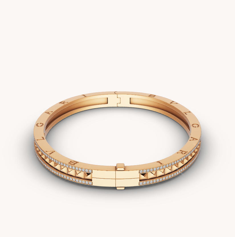 [⭐Lioran]ZERO 1 SPIRAL AND PAVED DIAMOND GOLD BRACELET