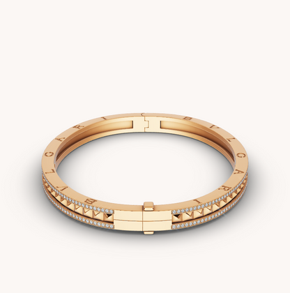 [⭐Lioran]ZERO 1 SPIRAL AND PAVED DIAMOND GOLD BRACELET