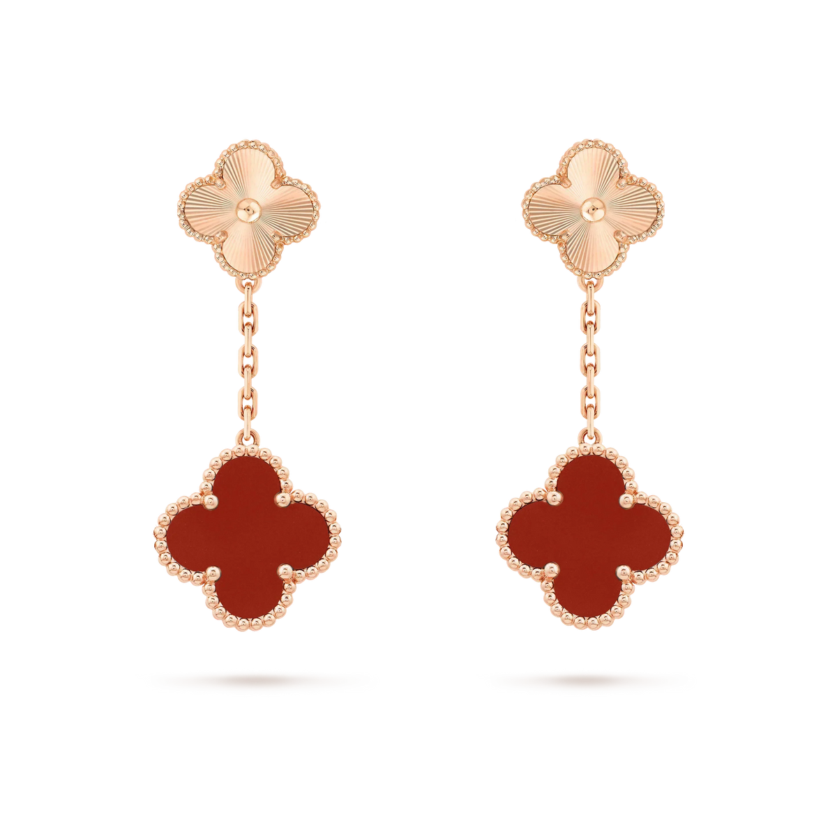 [⭐Lioran]CLOVER 2 MOTIF  LASER CARNELIAN EARRINGS