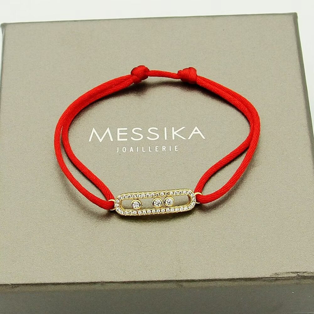 [⭐Lioran]Messika Care(s) pink cord pavé bracelet