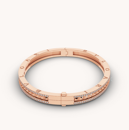 [⭐Lioran]ZERO 1 SPIRAL AND PAVED DIAMOND PINK GOLD BRACELET