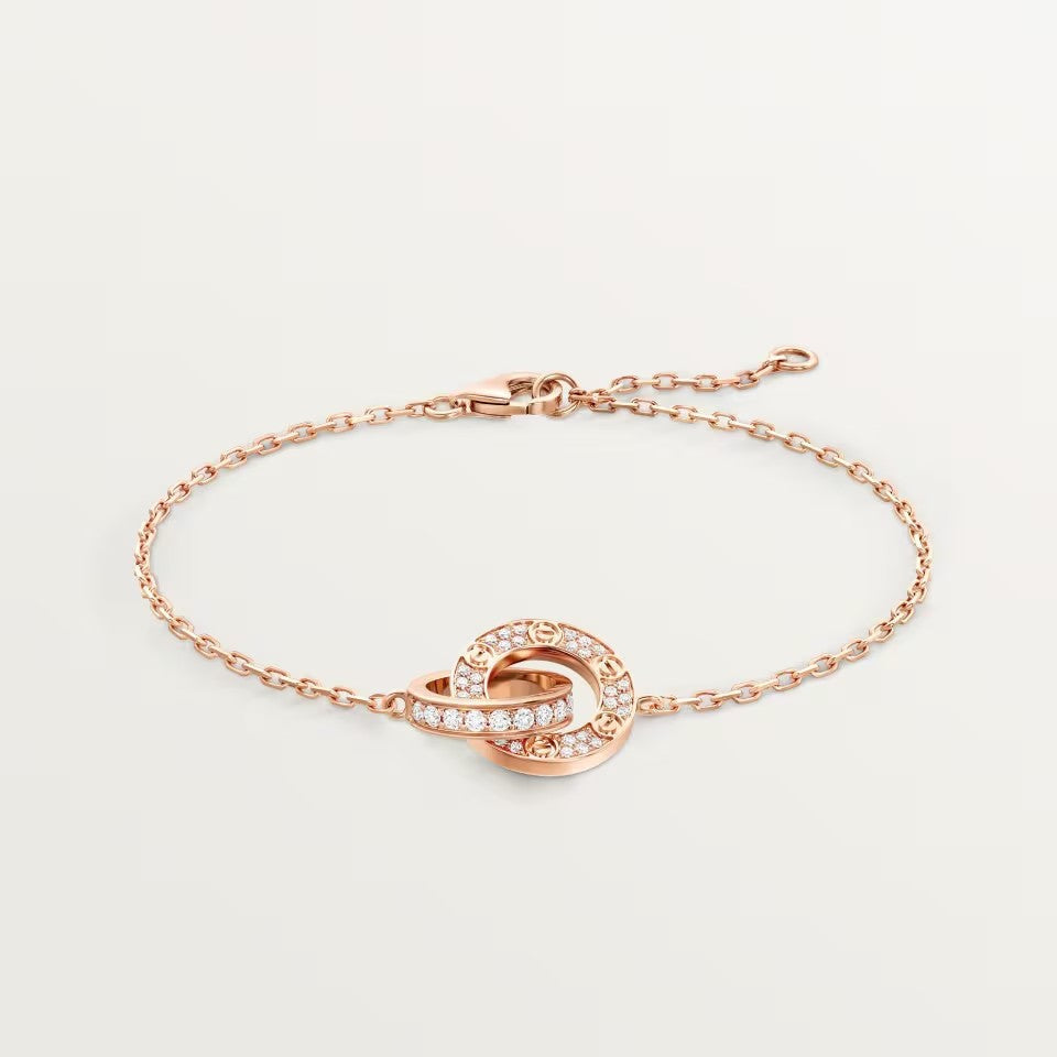[⭐Lioran]LOVE DOUBLE RING FULL DIAMOND BRACELET