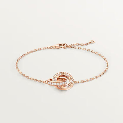 [⭐Lioran]LOVE DOUBLE RING FULL DIAMOND BRACELET