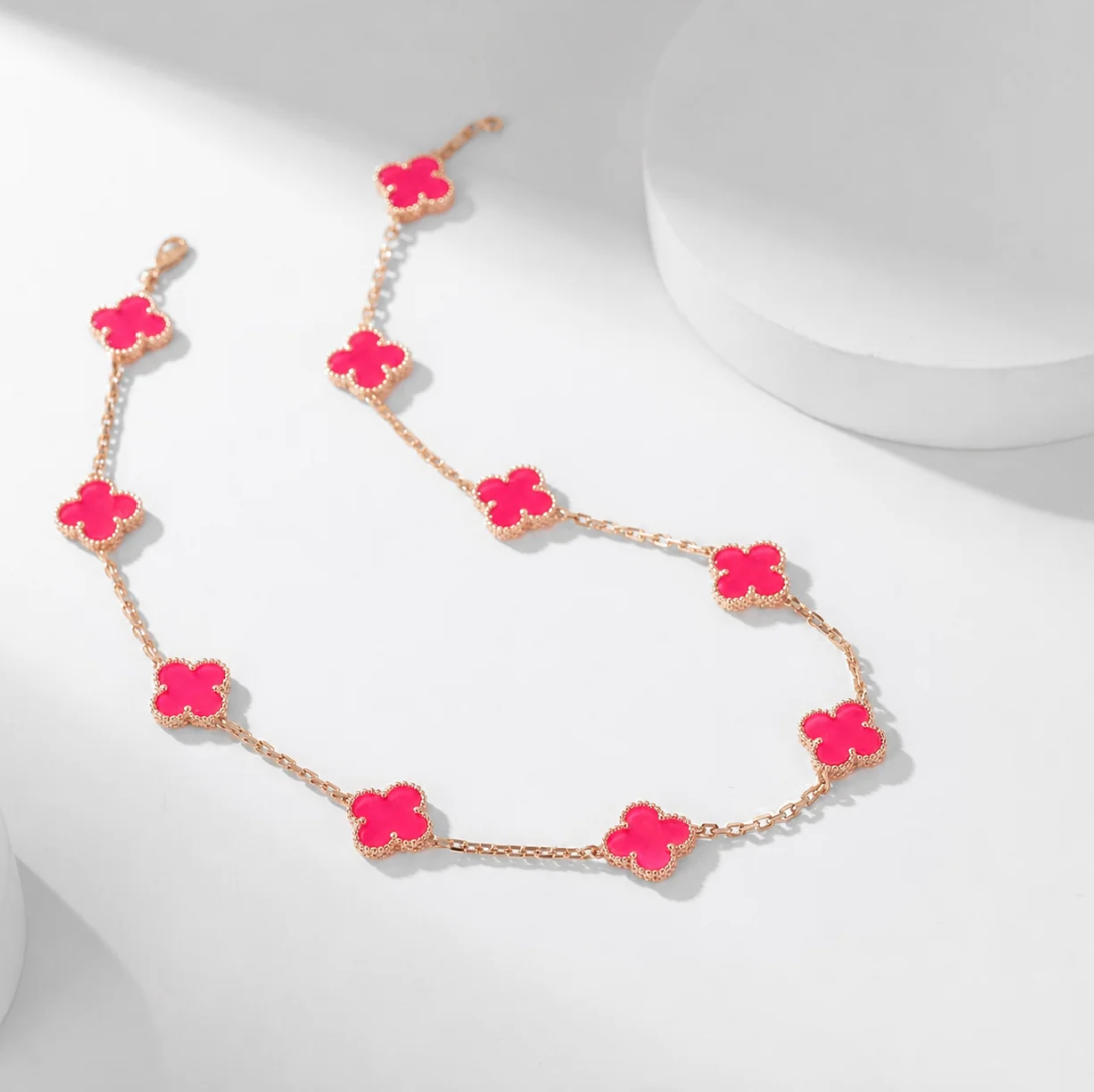 [⭐Lioran]CLOVER 10 MOTIFS  NEW BUBBLE PINK ENAMEL
