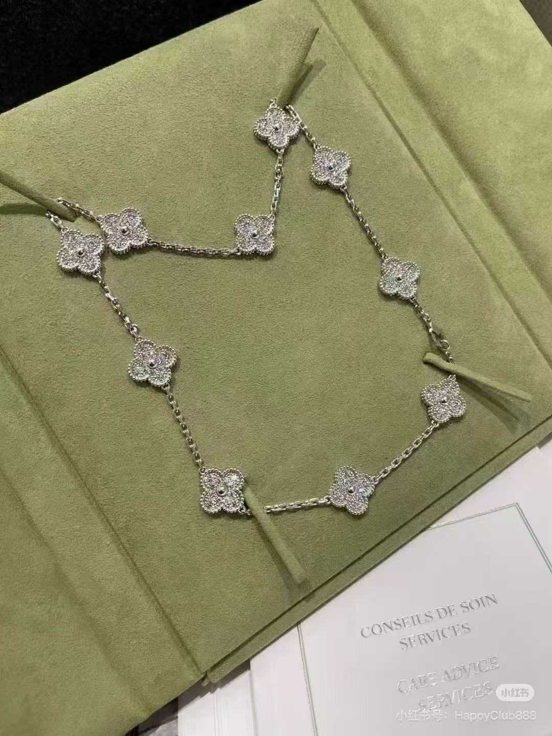 [⭐Lioran]CLOVER 10 MOTIFS  FULL DIAMOND NECKLACE