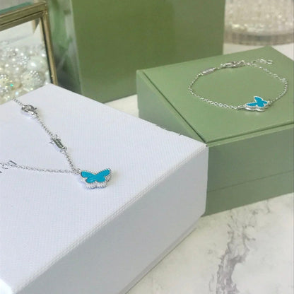 [⭐Lioran]BUTTERFLY TURQUOISE BUTTERFLY BRACELET SILVER