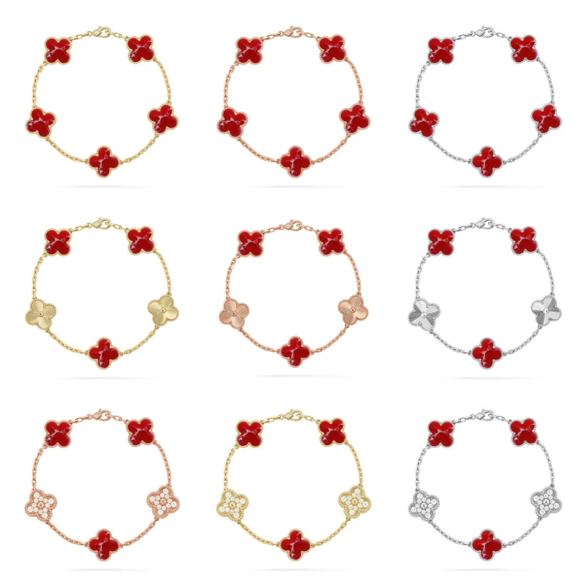 [⭐Lioran]CLOVER 5 MOTIF RED PATTERN BRACELET COLLECTION