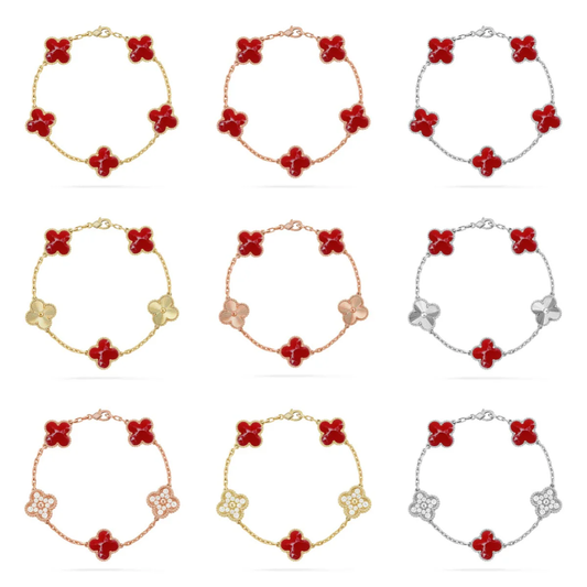 [⭐Lioran]CLOVER 5 MOTIF RED PATTERN BRACELET COLLECTION
