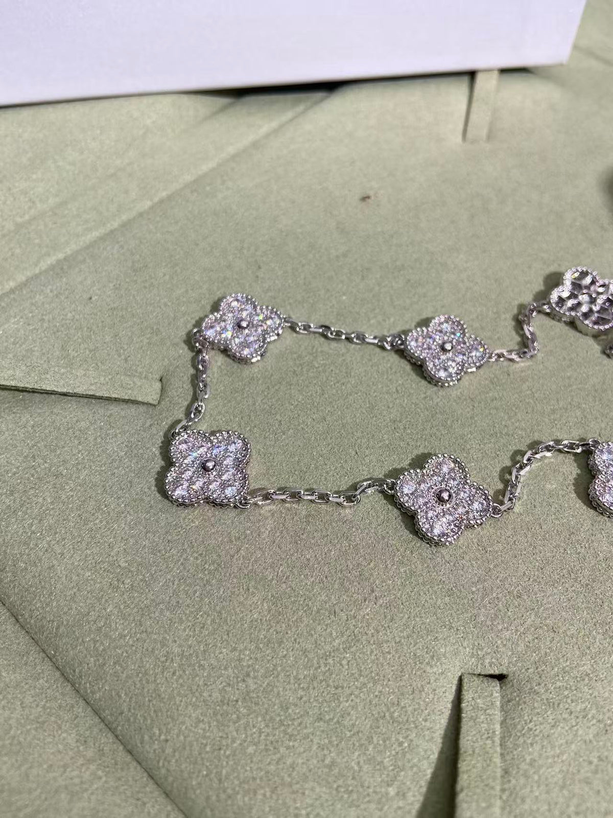 [⭐Lioran]CLOVER 10 MOTIFS  FULL DIAMOND NECKLACE