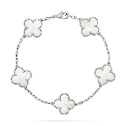 [⭐Lioran]CLOVER WHITE PEARL MOP 5 MOTIF BRACELET COLLECTION