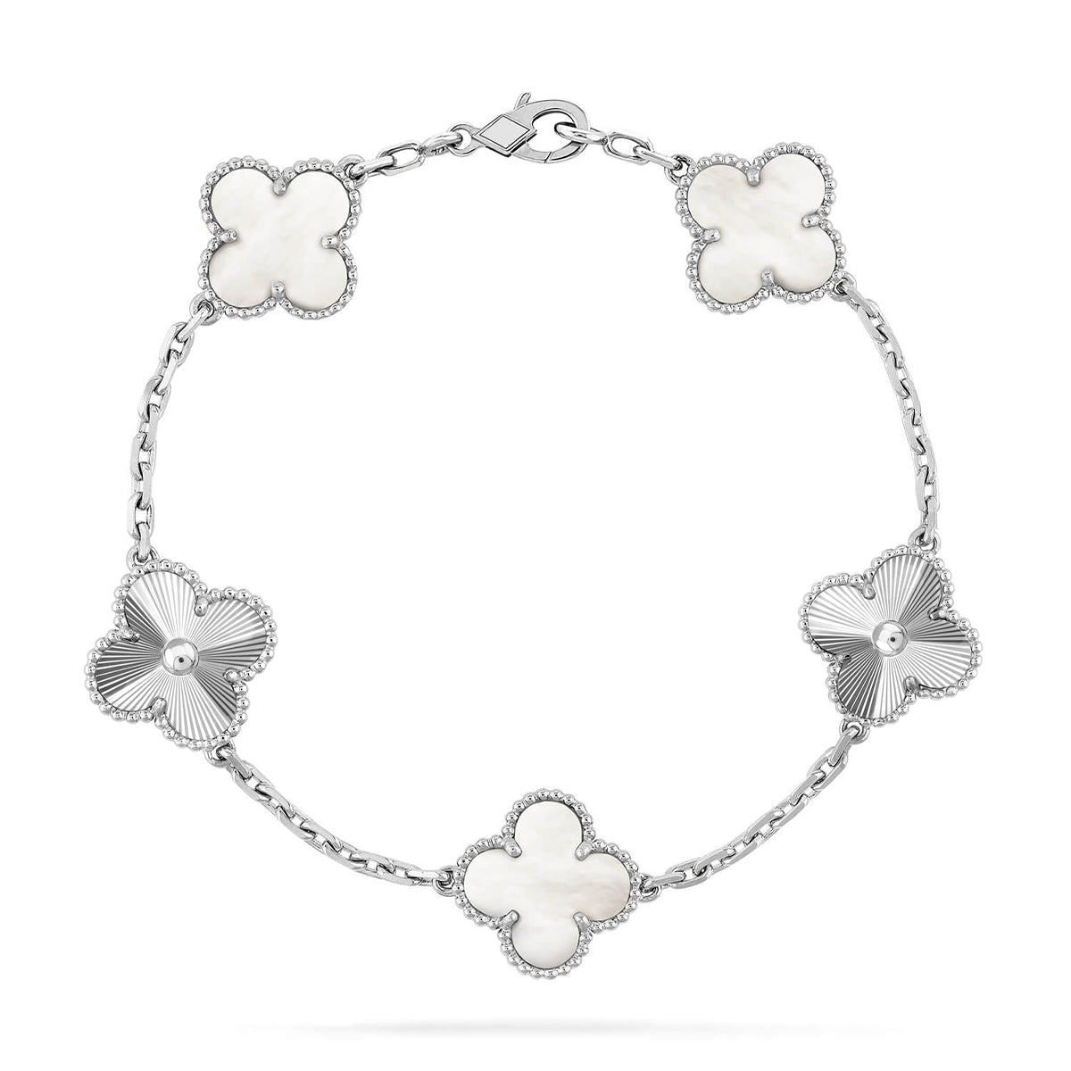 [⭐Lioran]CLOVER WHITE PEARL MOP 5 MOTIF BRACELET COLLECTION