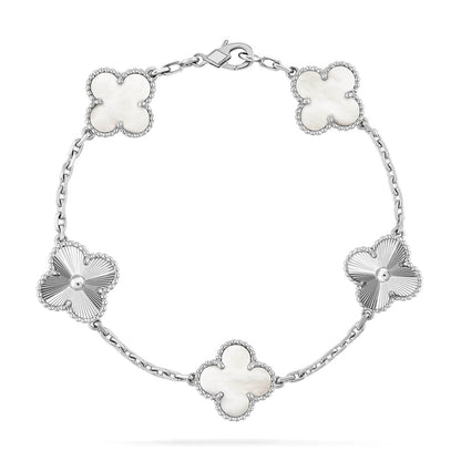 [⭐Lioran]CLOVER WHITE PEARL MOP 5 MOTIF BRACELET COLLECTION
