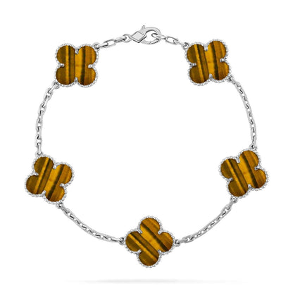 [⭐Lioran] CLOVER 5 MOTIFS TIGER EYE BRACELET COLLECTION