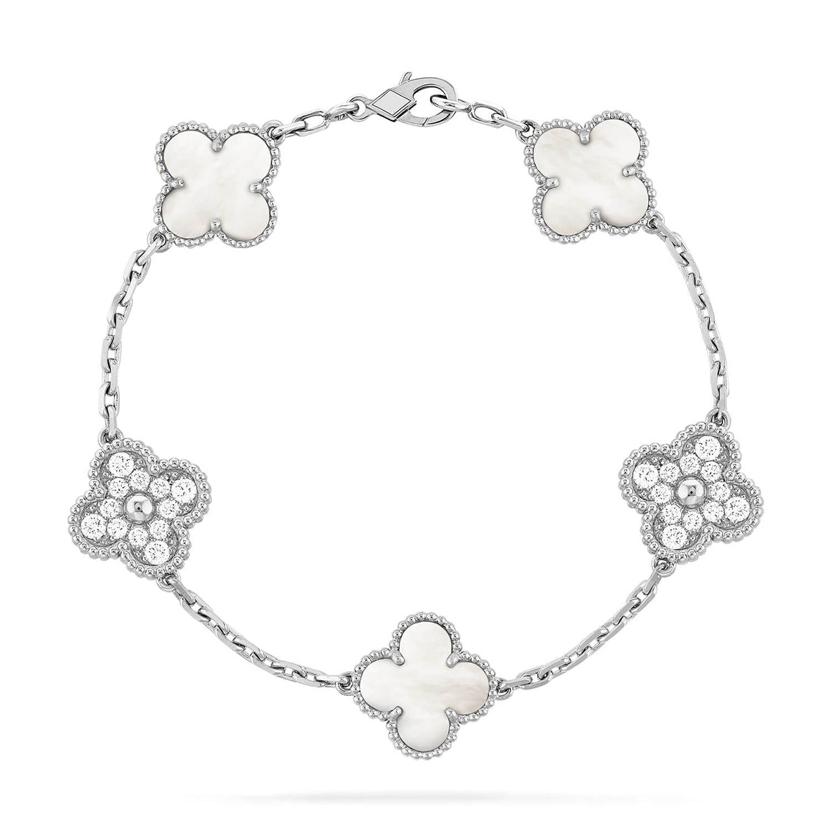 [⭐Lioran]CLOVER WHITE PEARL MOP 5 MOTIF BRACELET COLLECTION