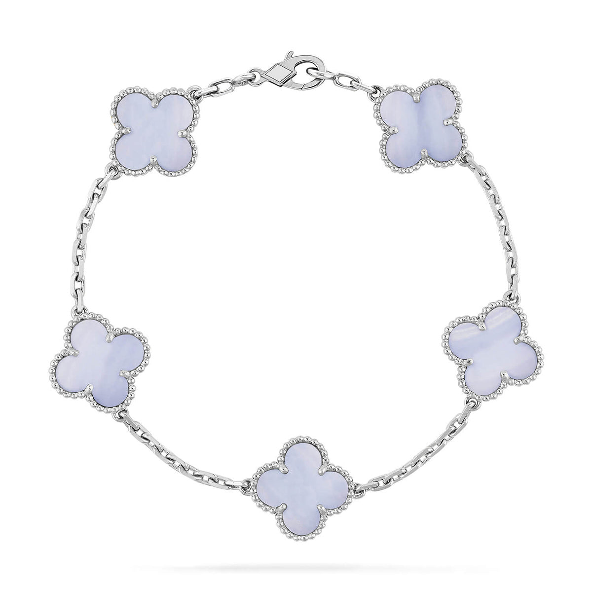 [⭐Lioran] CLOVER 5 MOTIF PURPLE CHALCEDONY BRACELET COLLECTION