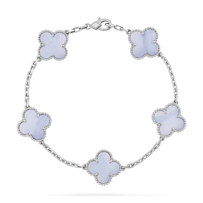 [⭐Lioran] CLOVER 5 MOTIF PURPLE CHALCEDONY BRACELET COLLECTION