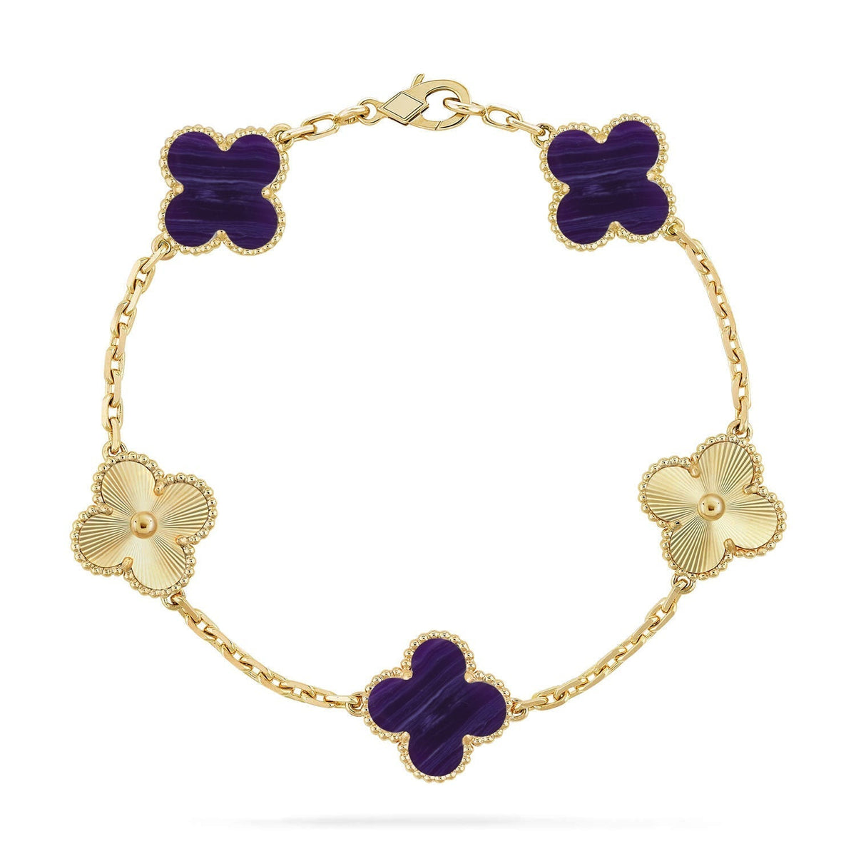 [⭐Lioran]CLOVER 5 MOTIF PURPLE STRIPES BRACELET COLLECTION