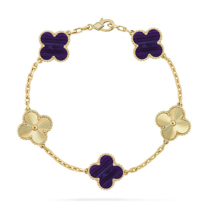 [⭐Lioran]CLOVER 5 MOTIF PURPLE STRIPES BRACELET COLLECTION