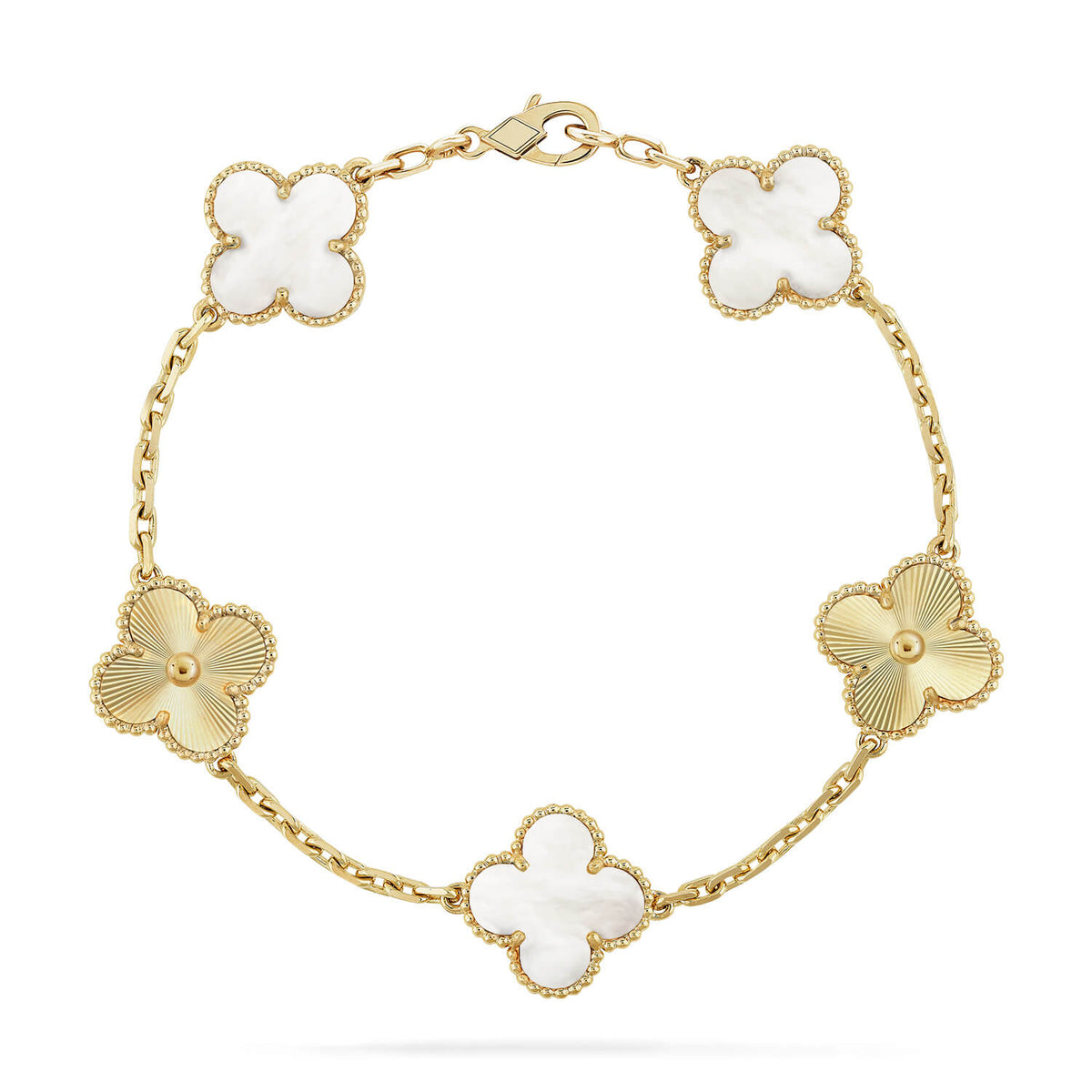 [⭐Lioran]CLOVER WHITE PEARL MOP 5 MOTIF BRACELET COLLECTION
