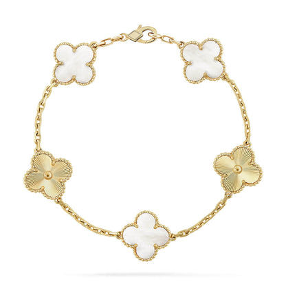 [⭐Lioran]CLOVER WHITE PEARL MOP 5 MOTIF BRACELET COLLECTION