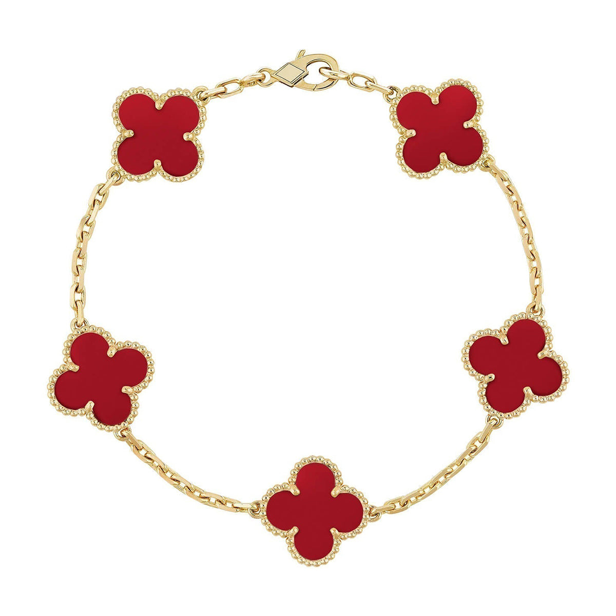 [⭐Lioran] CLOVER 5 MOTIF RED CORNELIAN BRACELET COLLECTION
