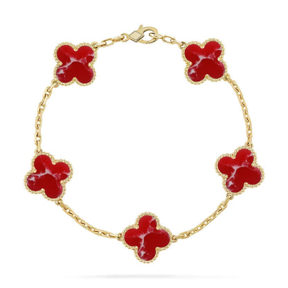 [⭐Lioran]CLOVER 5 MOTIF RED PATTERN BRACELET COLLECTION