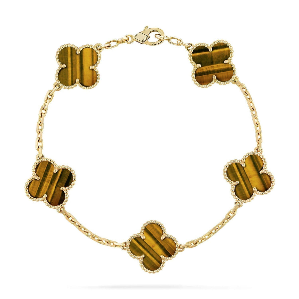 [⭐Lioran] CLOVER 5 MOTIFS TIGER EYE BRACELET COLLECTION