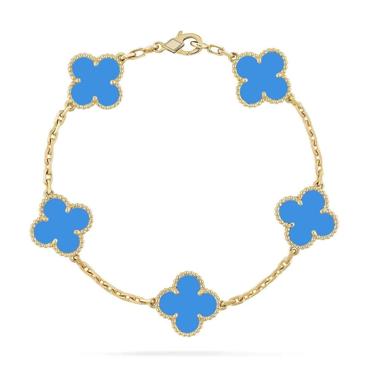 [⭐Lioran] CLOVER 5 MOTIF BLUE AGATE BRACELET COLLECTION