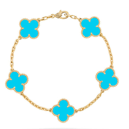 [⭐Lioran] CLOVER 5 MOTIF TURQUOISE BRACELET COLLECTION