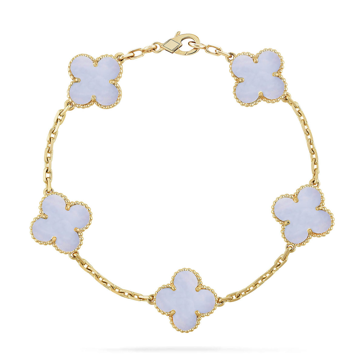 [⭐Lioran] CLOVER 5 MOTIF PURPLE CHALCEDONY BRACELET COLLECTION