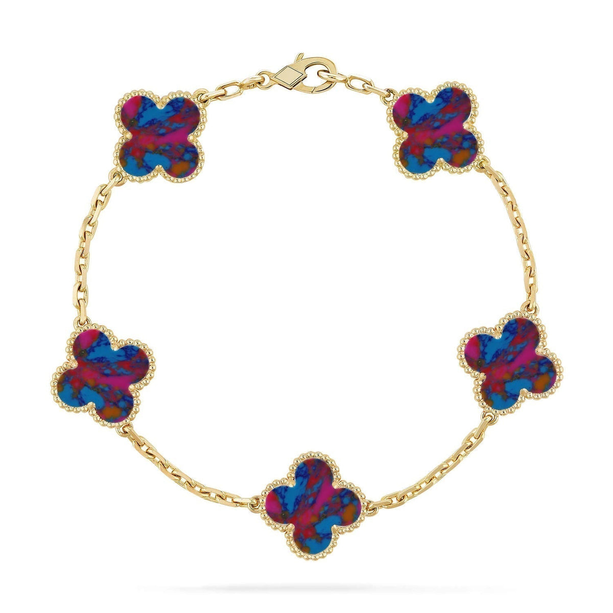 [⭐Lioran]CLOVER 5 MOTIF COLOR GEMSTONES BRACELET COLLECTION