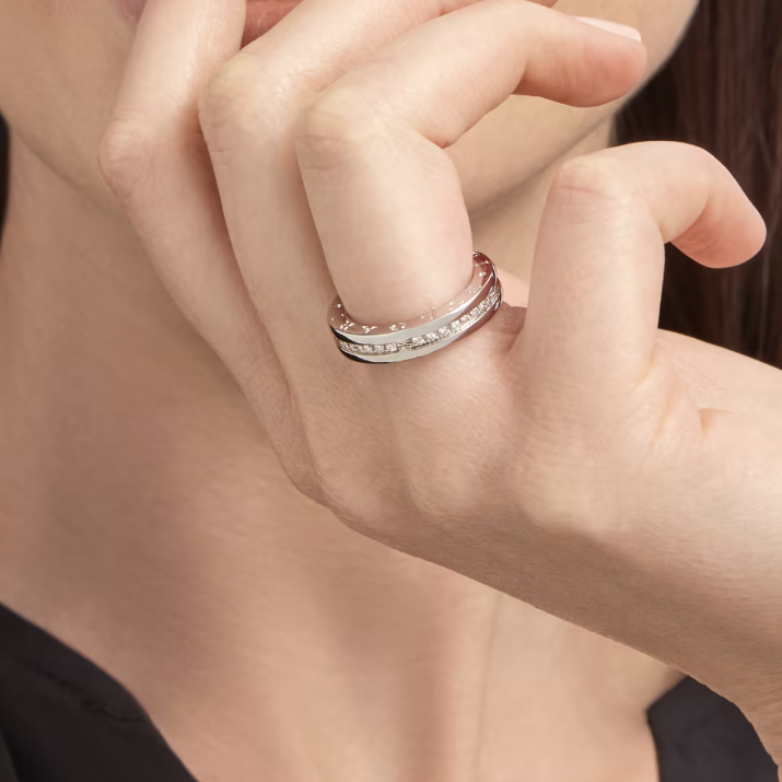 [⭐Lioran]ZERO 1 ONE-BAND PAVED DIAMONDS ON THE SPIRAL RING