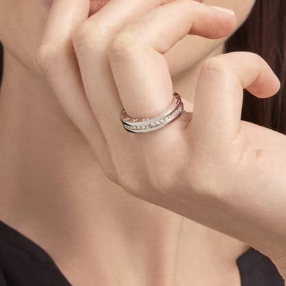 [⭐Lioran]ZERO 1 ONE-BAND PAVED DIAMONDS ON THE SPIRAL RING