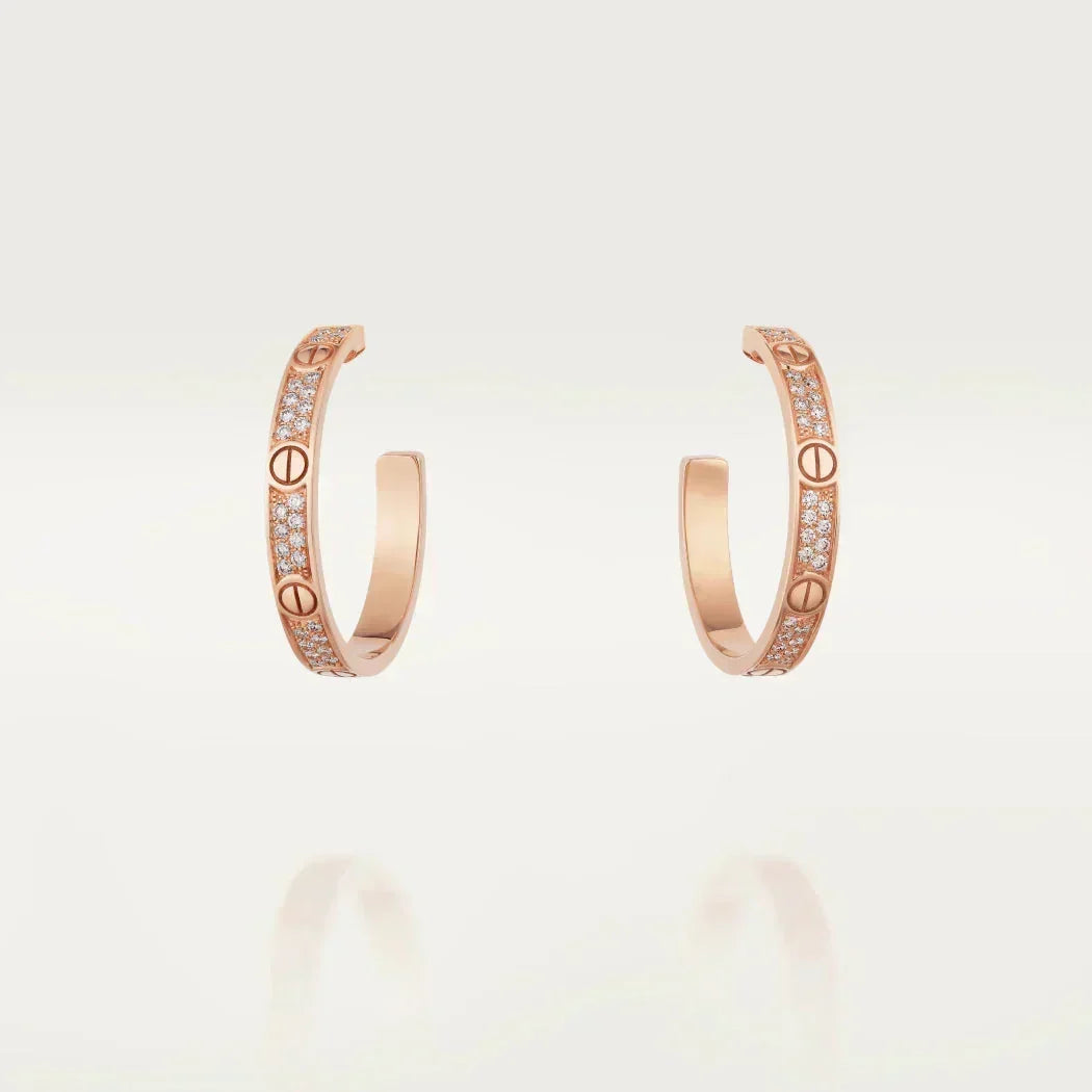 [⭐Lioran]LOVE DIAMOND PINK GOLD HOOP EARRINGS