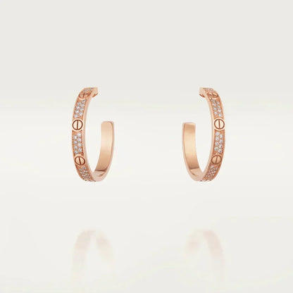[⭐Lioran]LOVE DIAMOND PINK GOLD HOOP EARRINGS