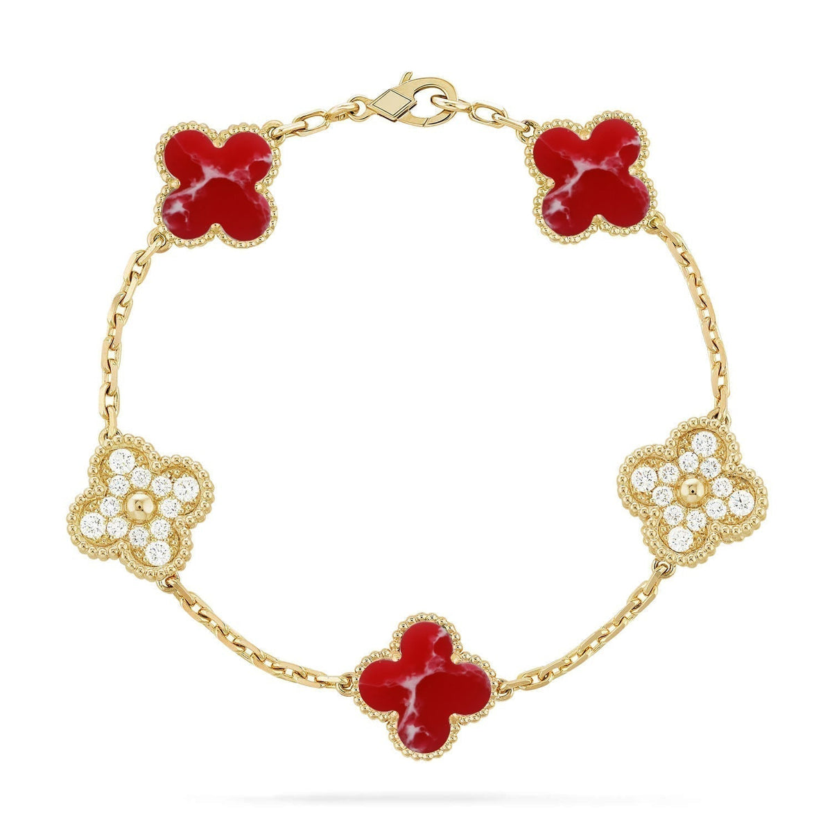 [⭐Lioran]CLOVER 5 MOTIF RED PATTERN BRACELET COLLECTION