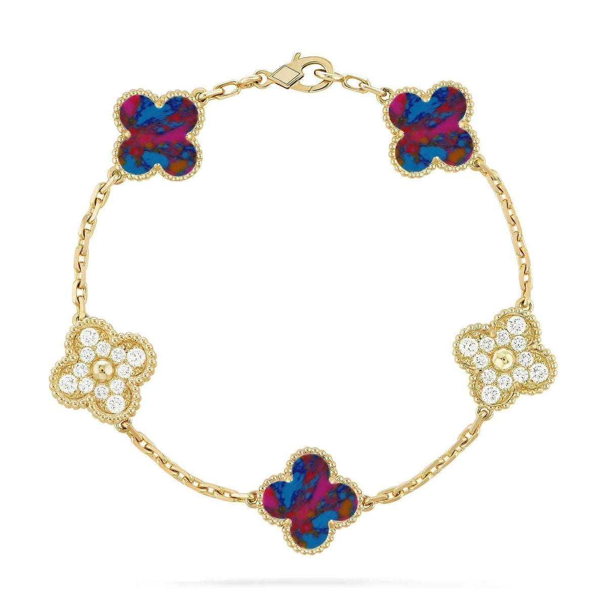 [⭐Lioran]CLOVER 5 MOTIF COLOR GEMSTONES BRACELET COLLECTION