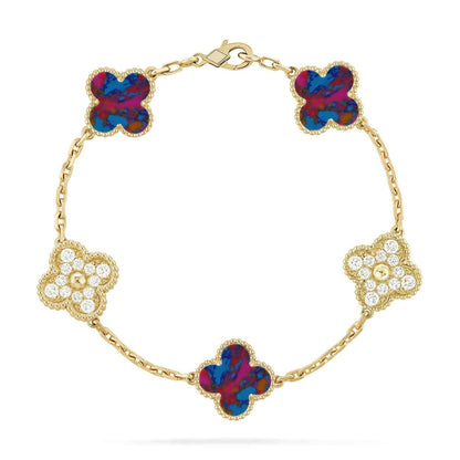 [⭐Lioran]CLOVER 5 MOTIF COLOR GEMSTONES BRACELET COLLECTION