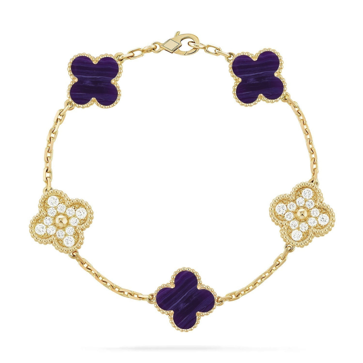 [⭐Lioran]CLOVER 5 MOTIF PURPLE STRIPES BRACELET COLLECTION
