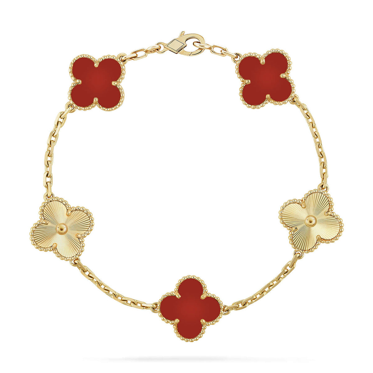 [⭐Lioran] CLOVER 5 MOTIF RED CORNELIAN BRACELET COLLECTION