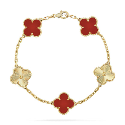 [⭐Lioran] CLOVER 5 MOTIF RED CORNELIAN BRACELET COLLECTION