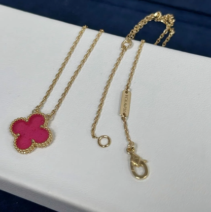 [⭐Lioran] NEW CLOVER 15MM PINK ENAMEL NECKLACE