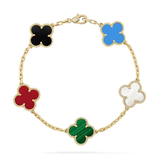 [⭐Lioran]CLOVER 5 MOTIFS MULTICOLOR BRACELET