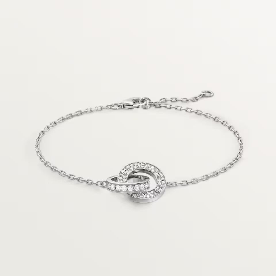 [⭐Lioran]LOVE DOUBLE RING FULL DIAMOND BRACELET