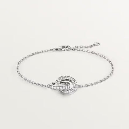 [⭐Lioran]LOVE DOUBLE RING FULL DIAMOND BRACELET