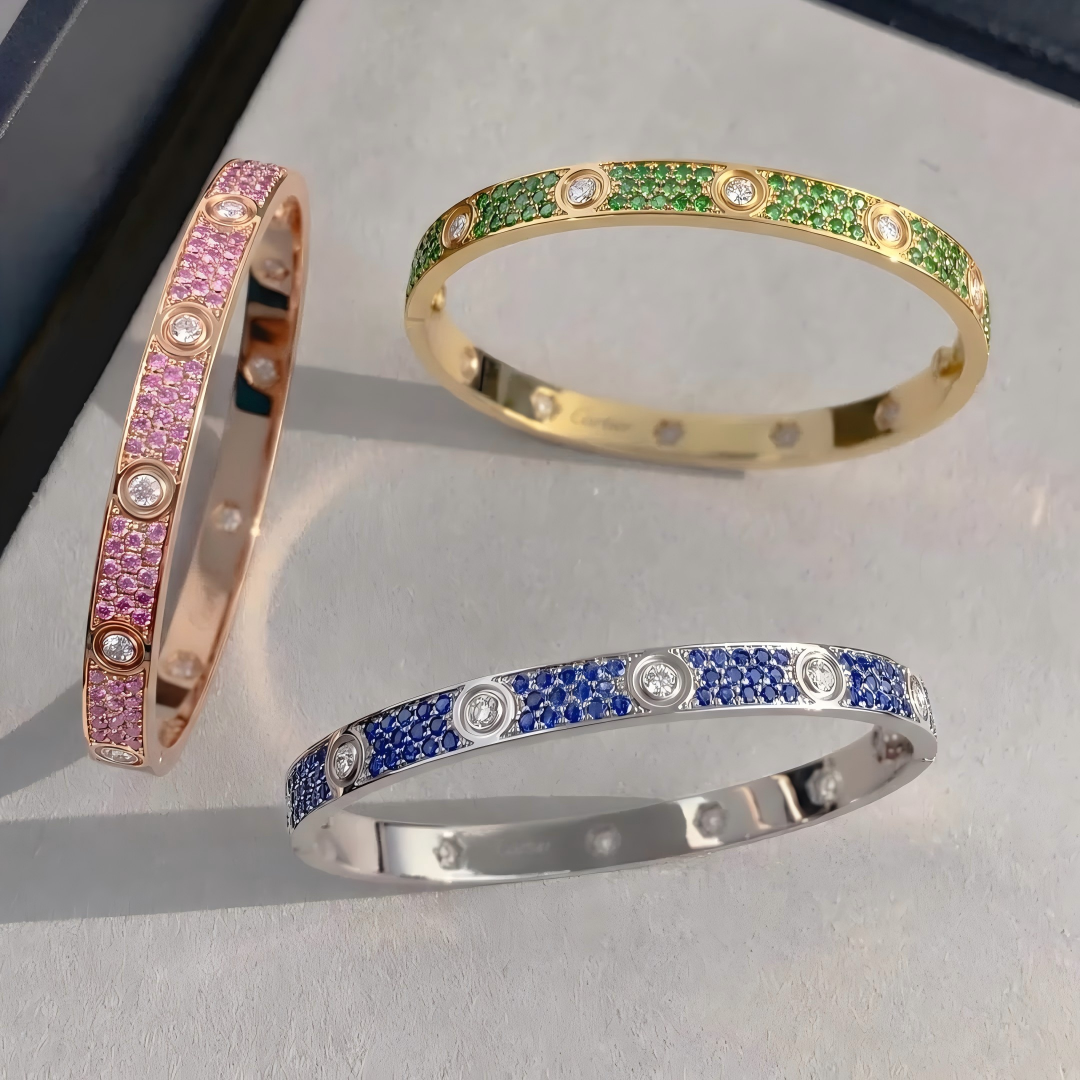 [⭐Lioran]2026 PAVE GEMSTONE LOVE BRACELET 6.1MM 10 DIAMONDS
