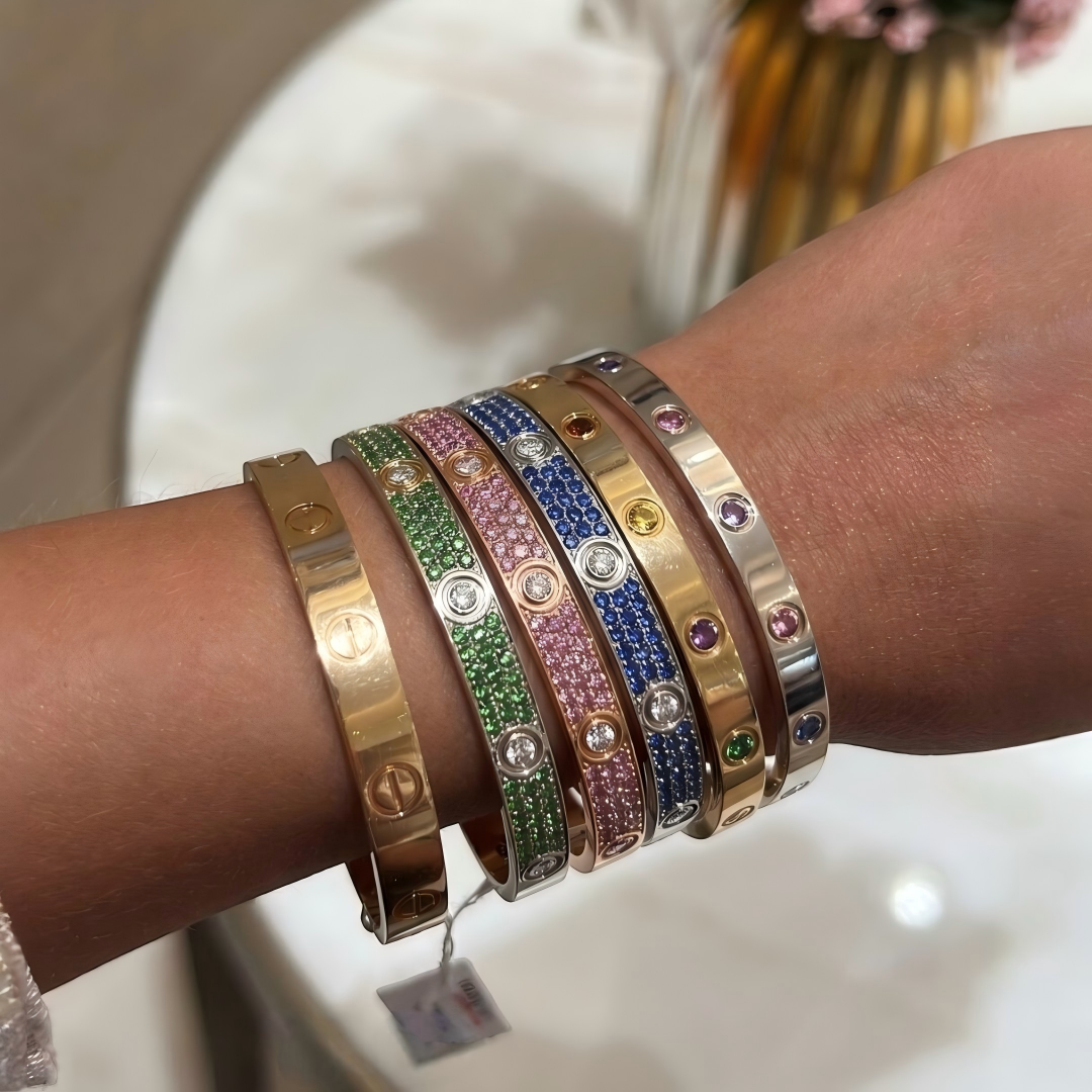 [⭐Lioran]2026 PAVE GEMSTONE LOVE BRACELET 6.1MM 10 DIAMONDS